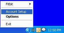 Account setup menu option