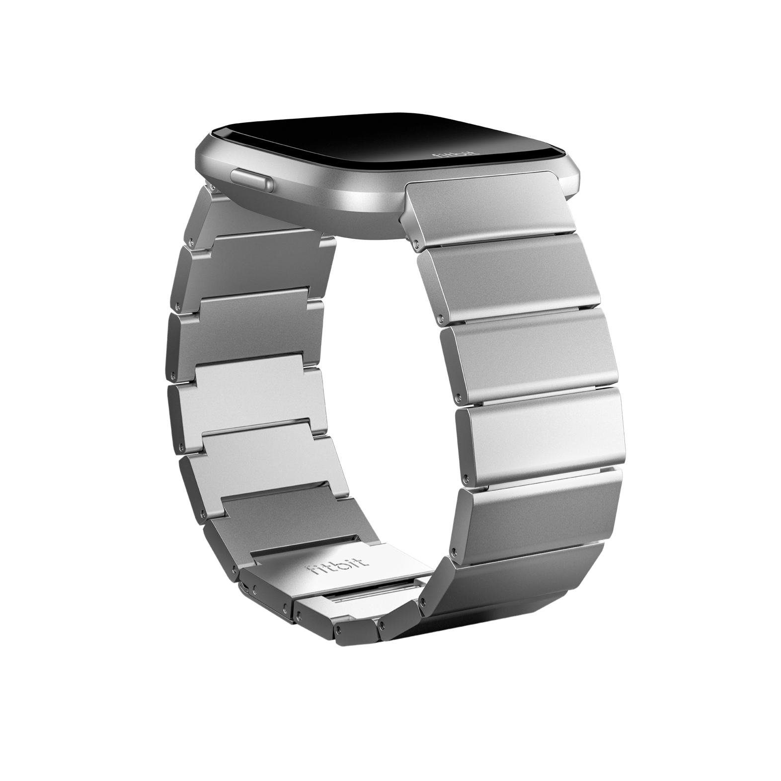 Metallglieder-Armband aus Edelstahl (Silber) für Versa 2, Versa & Versa Lite
