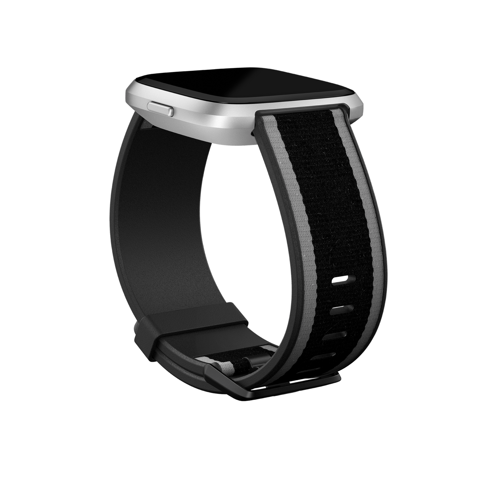 Hybridgewebe-Armband für Versa 2, Versa & Versa Lite (Schwarz/Grau) – Größe S