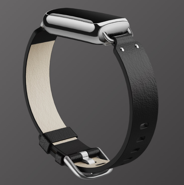 Bracelet Fitbit Luxe en cuir noir et or Bracelet Slim Fitbit Luxe