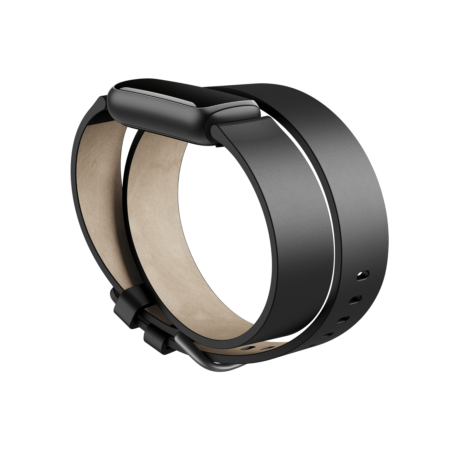 Luxe 頂級 Horween® 雙層繞環皮革手環 (黑色)