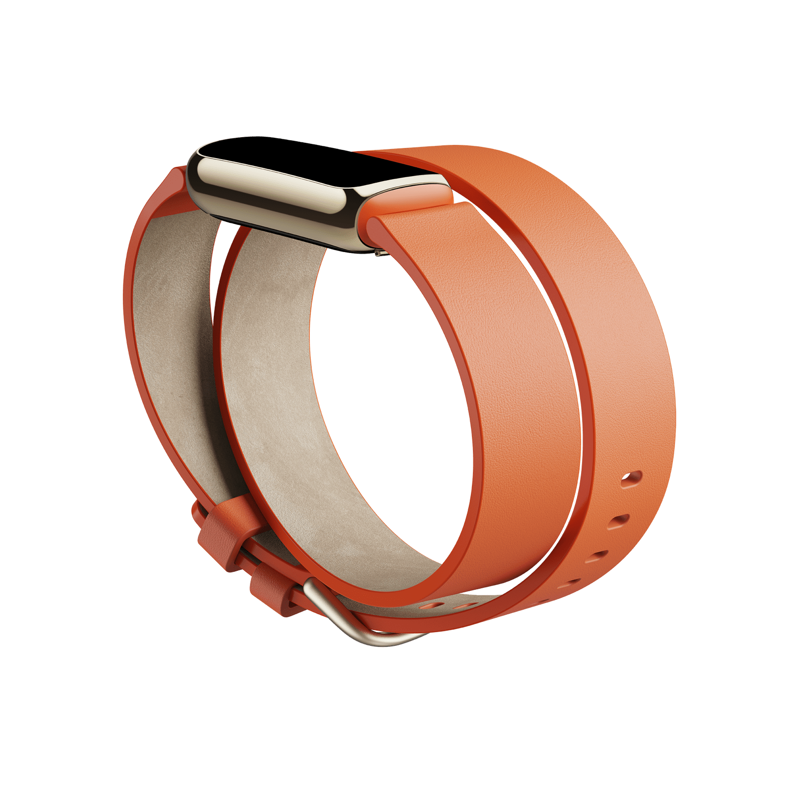 Luxe 頂級 Horween® 雙層繞環皮革手環 (日出橘)