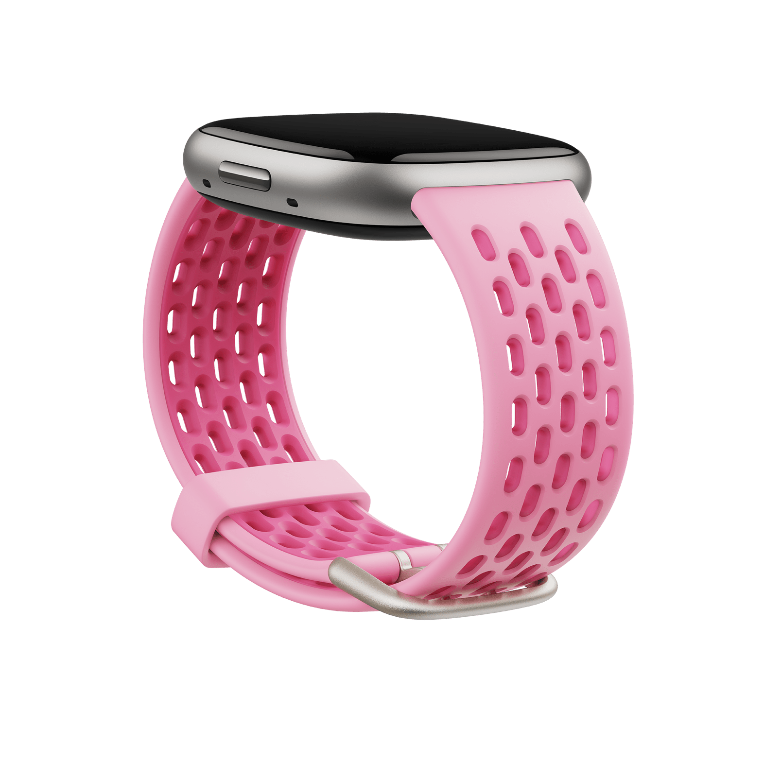 Cinturino Sport compatibile con attacco Fitbit da 24 mm (Rosa/Rosa petalo) - Large