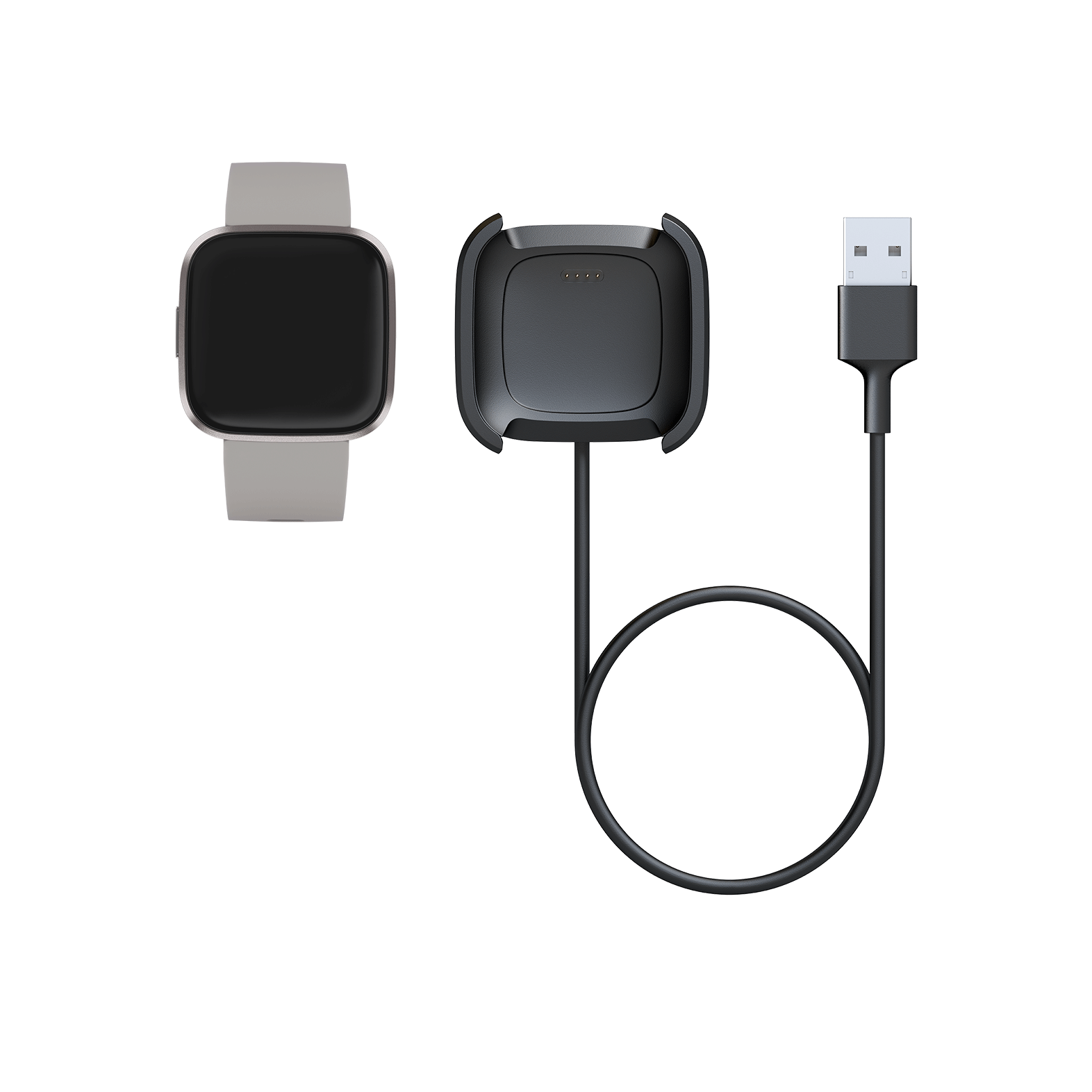 Exclusive Aluminum Alloy Charging Cable Charger Dock for Fitbit Versa 2 Smartwatch Silver KIMILAR compatible with Fitbit Versa 2 Charger