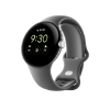Navigate to gallery image showing: Google Pixel watch in charcoal band and polished silver stainless steel