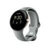 Navigate to gallery image showing: 搭配霧灰色錶帶和香檳金不鏽鋼錶殼的 Google Pixel 藍牙智慧手錶