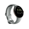 Navigate to gallery image showing: 搭配霧灰色錶帶和香檳金不鏽鋼錶殼的 Google Pixel 藍牙智慧手錶