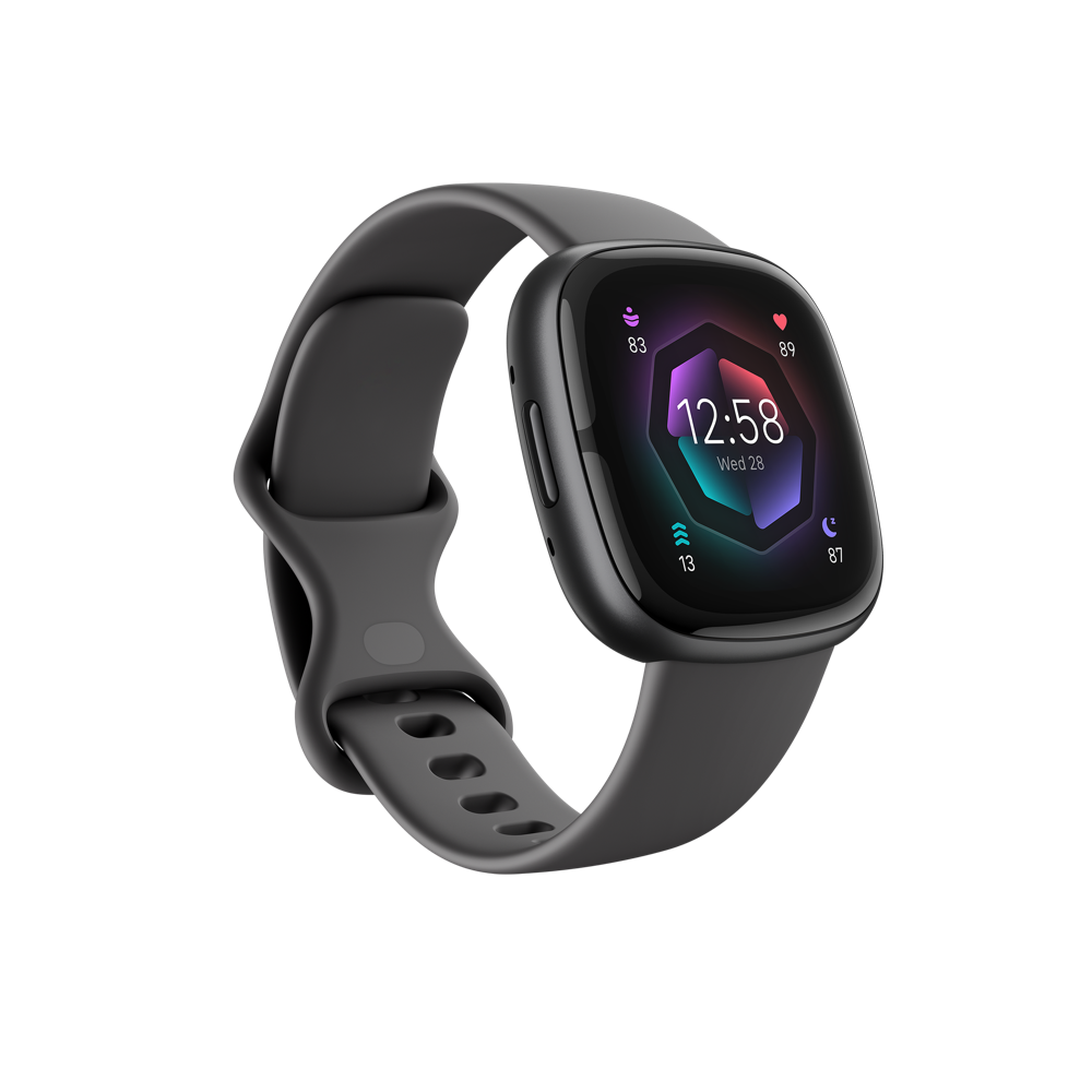 fitbit sense 2 smart watch in shadow gray and graphite aluminum