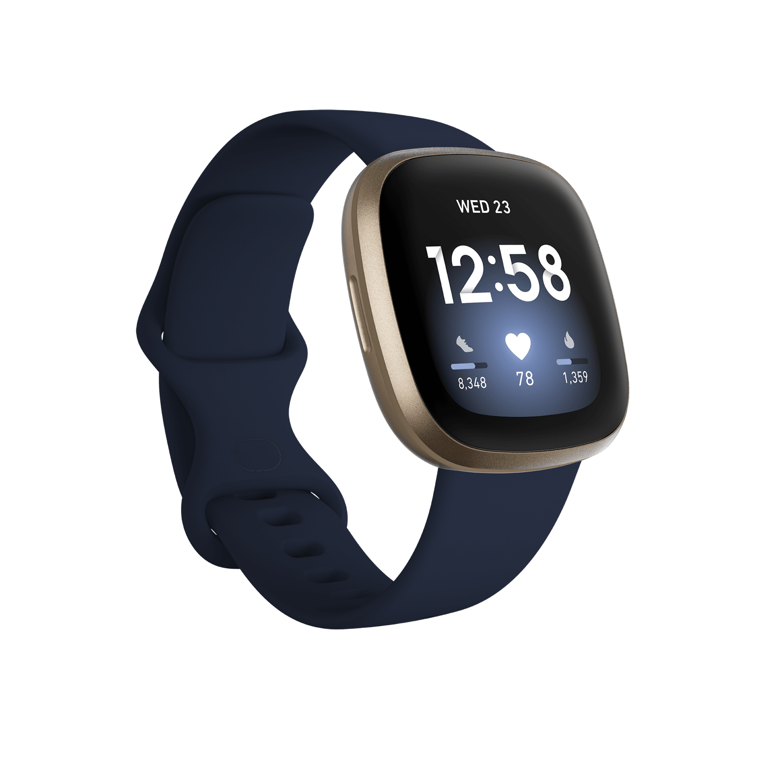 Fitbit Versa 3 (bleu nuit/aluminium or pâle)
