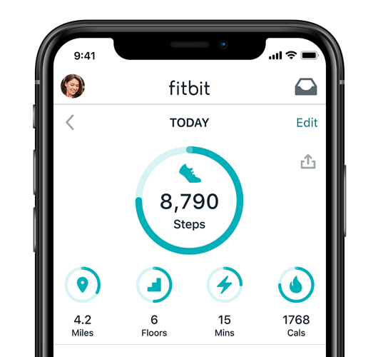 Phone screen showing Fitbit app