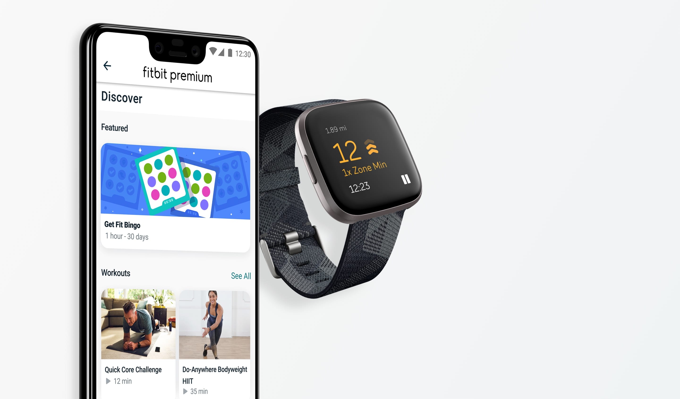 Fitbit Versa 2 Gesundheits und Fitness-Smartwatch steingrau/nebelgrau NFC 